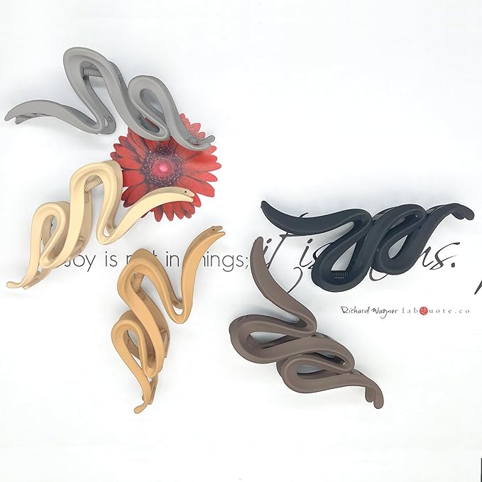 Big Hair Claw Clips 5-Pack 5.1‘ Non-Slip Hair for Women and Girls with Long, Thick Hair Jelly & Matte Clips (Lightning 5pcs 5.1")