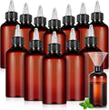 Barydat 12 Pcs Applicator Bottles for Hair, Squeeze Hair Oil Applicator Bottle Refillable Empty Plastic Bottles, Twist Cap with Open Close Nozzle and 2 Funnels (8 oz,Brown)