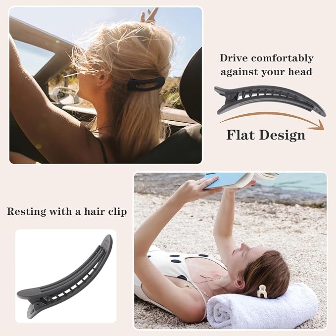 5 PCS Flat Hair Clips, Medium Lay Flat Claw Clips for Women Girls, Stylish Matte Non-slip Hair Claws for Thick Thin Hair(Black&Brown)