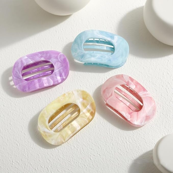 Flat Hair Claw Clips for Women,Matte Medium Hair Clips for Thick & Thin Hair- Comfortable Everyday Use for Office, Yoga, Party & Casual Styling (4PCS F)