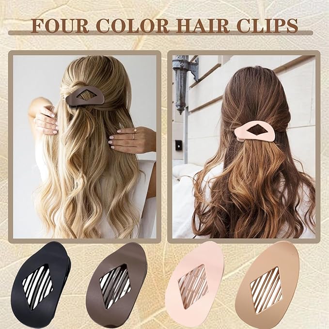 Flat Hair Claw Clips for Women,Matte Medium Hair Clips for Thick & Thin Hair- Comfortable Everyday Use for Office, Yoga, Party & Casual Styling (4PCS J)