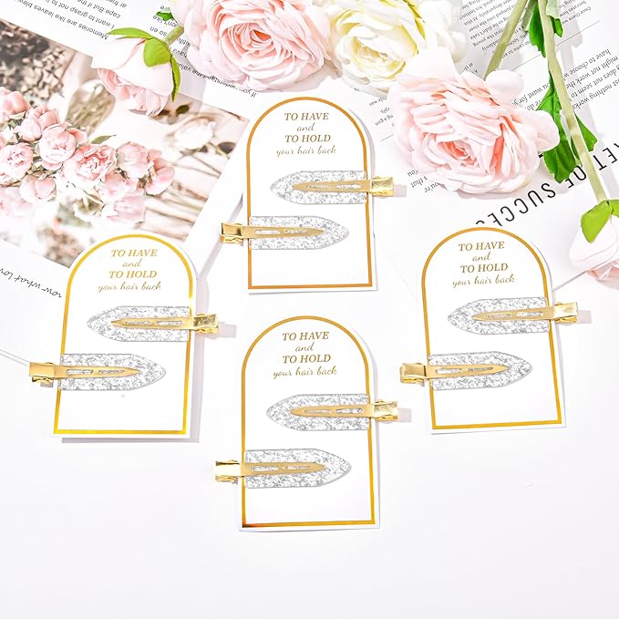 20PCS Bridesmaid Hair Clips No Bend Hair Clips Bridesmaid Hair Accessories Gifts Makeup Creaseless Glitter Hair Clip for Bride Women Girls(20Pcs/10Cards)