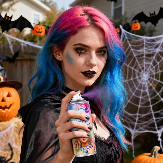 White Hair Spray Color, Silver White Temporary Hair Color Spray for Kids Women, Temporary Hair Dye, Washable Hair Color Wax With Non Damaging for Halloween Makeup, Costume, Christmas Party(4.06 oz)