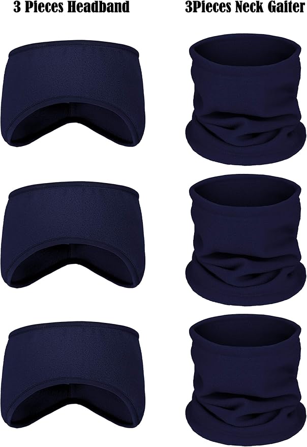 BBTO 6 Pieces Fleece Ear Warmers Headband Winter Neck Gaiter