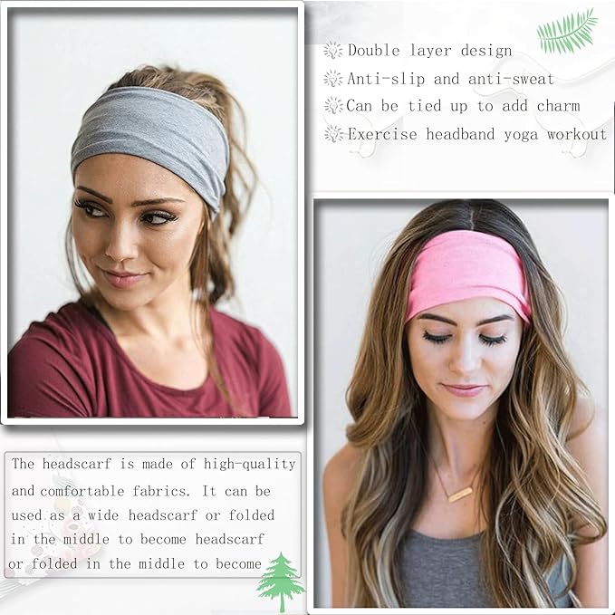 6 Packs Headbands for Women Wide Workout Headbands for Women Set Head Bands for Women's Hair Non Slip Hair Accessories