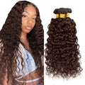 28 30 32 Inch Color 4 Bundles Human Hair Chocolate Brown Water Wave Bundles Brazilian Virgin Remy Hair Extensions Niegmeag Double Weft Soft and Silky Color 4 Wet and Wavy Bundle 300g