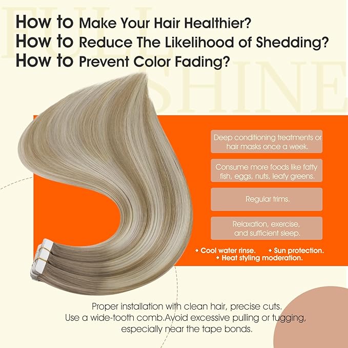Full Shine Blonde Tape in Hair Extensions Human Hair 14Inch Double Sided Tape in Extension Color 19/8/60 Grey Ombre Ash Brown And Blonde Human Hair Straight Hair Extension Tape ins for Women 50G 20Pcs