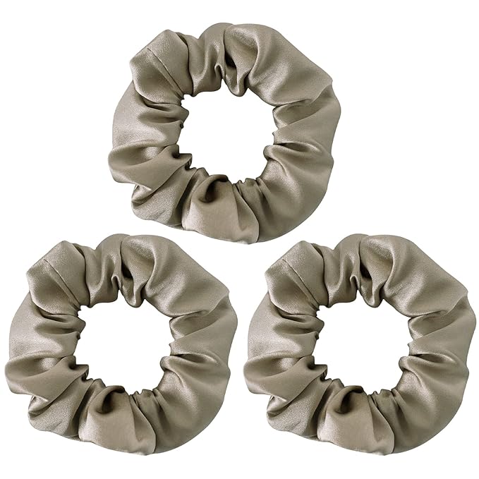 Mulberry Silk Hair Ties, Frizz Prevention and No Damage, Sleep and Night Accessories for Women (Apricot) - 3 Pack