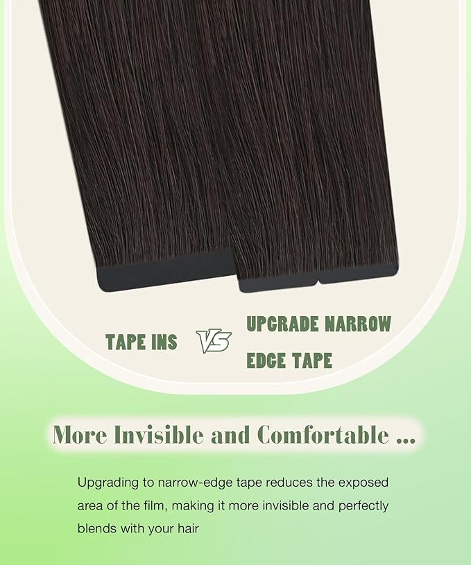 SURNEL Tape in Hair Extensions 14 inch #2 Darkest Brown Tape in Hair Extensions Human Hair 20pcs 50g(#2-14)