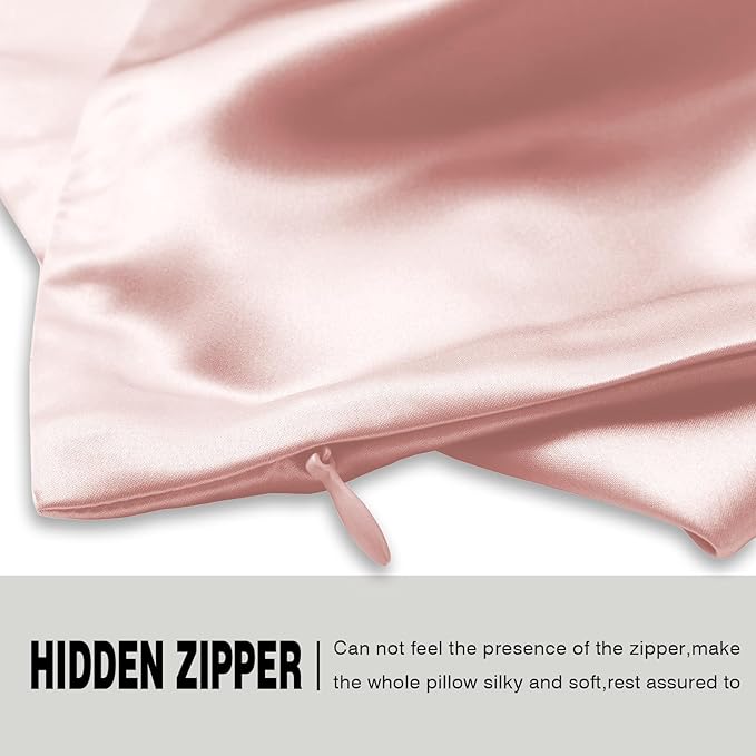 Mulberry Silk Pillow Cases for Hair and Skin Queen Size Silk Pillowcase with Zipper Soft Breathable Smooth Cooling Satin Silk Pillow Covers for Sleeping (Coral,20"X 30",1Pcs)
