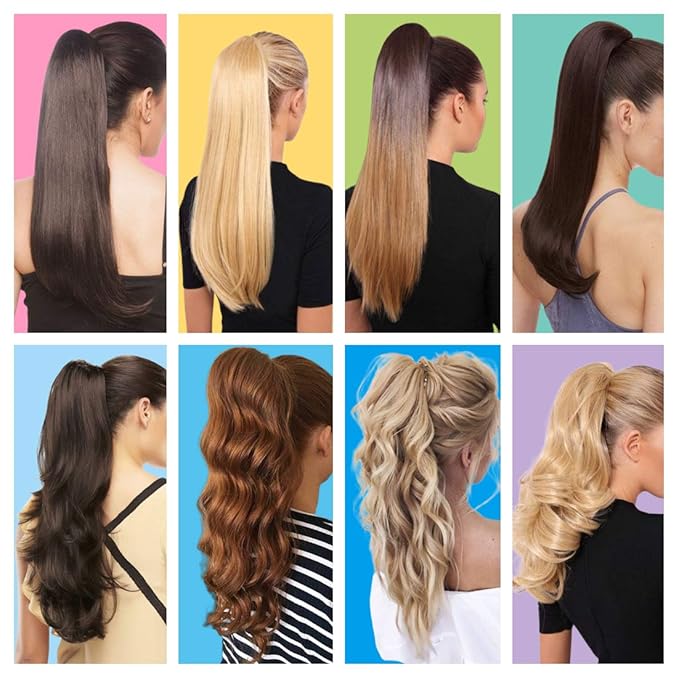 Claw Clip Ponytail Extension 18" Clip in Wavy Ponytail Hair Extensions Long Pony Tails for Women Extensions Sliver Gray to Platinum Blonde Wave Hairpiece