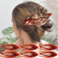 RC ROCHE 6 Pcs Flat Hair Clips Big Claw for Thick Hair French Duckbill Women No Slip Side Slide Curved Alligator Concord Strong Grip Hold Volume Lay Down Clamp, Large Brown