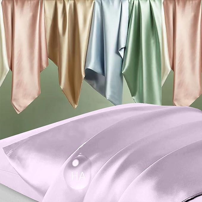 Silk Pillowcase for Hair and Skin, Mulberry Silk Pillow Cases Queen Size, Anti Acne Cooling Beauty Sleep Both Sides Natural Silk Satin Pillowcases with Hidden Zipper, Gifts for Women Men, Lavender