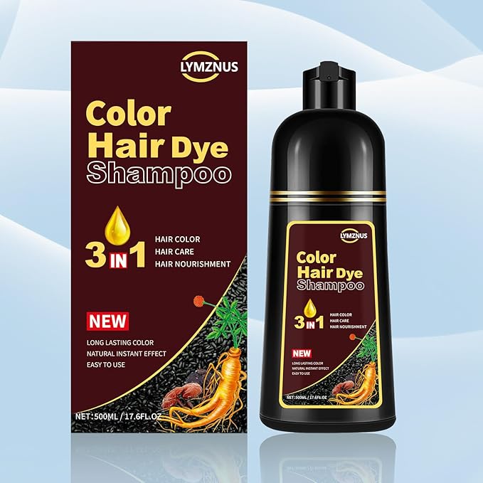 Herbal Dark Brown Hair Coloring Shampoo for Women and Men - 3 in 1 for Gray Coverage, 100% Gray to Brown Hair Color, 500ml