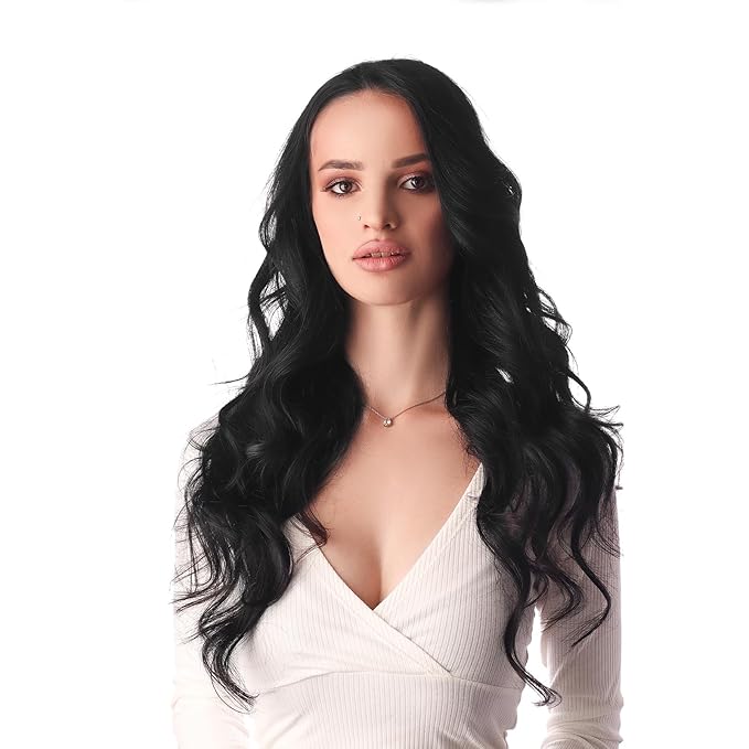Full Shine Virgin Tape in Hair Extensions Color 1 Jet Black Tapes Extensions 14 Inch Remy Hair Extensions Tape in 25 Gram Double Sided Tapes Hair Extension 10 Pcs Long Lasting for Women