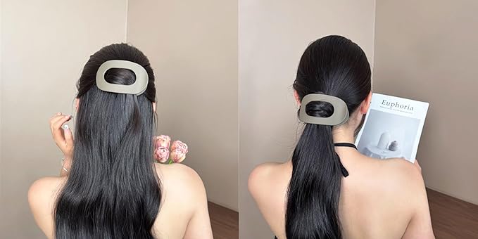 Dodorado Flat Hair Clips,Suerteyay/Hailoyearn Simple Refined Hair Clip, Sturdy Keep No Slip Large Claw Clips,Volume Flat Top Round Clip for Thick or Thin Hair (6B)