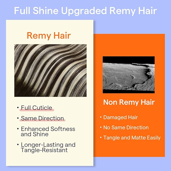Full Shine Clip in Human Hair Extensions 16 Inch Clip in Extensions Brown Ombre Dark Brown Mix Platinum Blonde Straight Double Weft Brazilian Hair for Women 7 Pcs 120 G