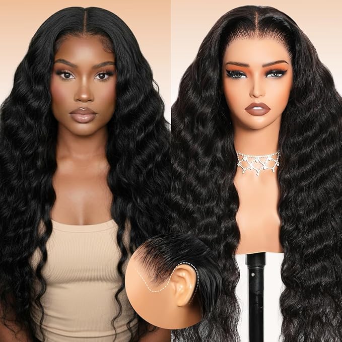 Arabella 13x6 Deep Curly Human Hair Wig 210% Density Curly Wigs Human Hair 100% Glueless Lace Front Wig 12a Pre Plucked Bleached Pre-Cut Wigs (24inch,13x6 deep curly wig)