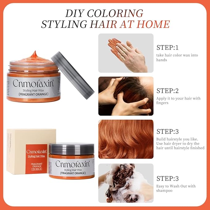 Red Temporary Hair Color Wax,Hair Wax Color,Washable Gray Hair Dye for Men & Women,for Party,Cosplay & Daily 4.23 oz