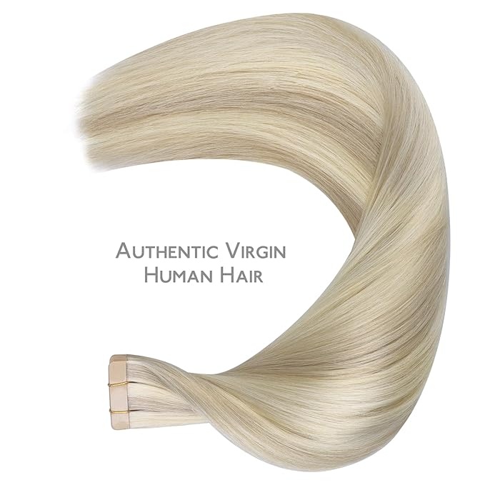 WENNALIFE Tape in Hair Extensions Human Hair Tape in Extensions, 10pcs 25g 16 inch Remy Invisible Tape Ins