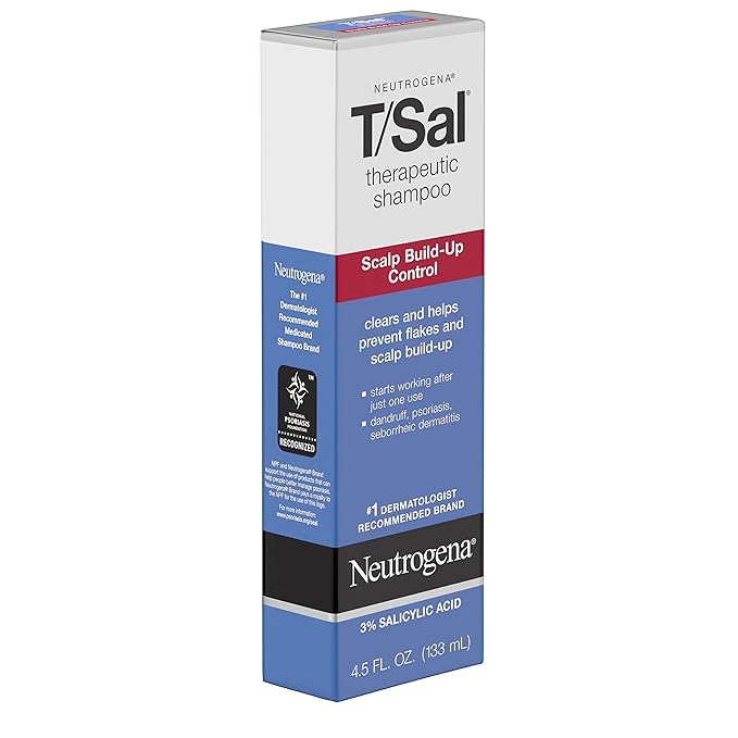 Neutrogena T/Sal Therapeutic Shampoo for Scalp Build-Up Control with Salicylic Acid, Scalp Treatment for Dandruff, Scalp Psoriasis & Seborrheic Dermatitis Relief, 4.5 fl. oz (Pack of 4)