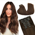 GOO GOO Clip in Hair Extensions Real Human Hair, Remy Human Hair Extensions Clip ins for Women, Natural Human Hair, 20inch 180g 9Pcs, #4A Chocolate Brown