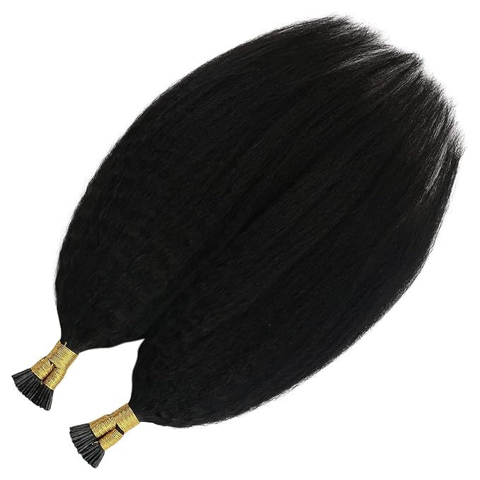YoungSee I Tip Hair Extensions Human Hair Kinky 22In Itip Human Hair Extensions Black Kinky Straight 50g Itips Hair Extension 50s Cold Fusion Hair Extension Curly for Long Hair