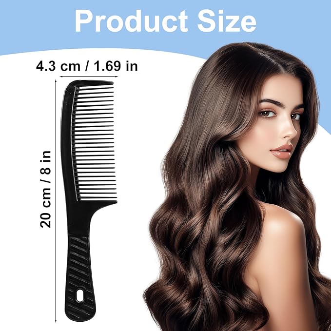 Disposable Combs in Bulk Individually Wrapped Widen Combs Sturdy Hair Combs for Women and Men, Long Handle Fine Combs for Homeless, Hotel,Shelter, Nursing Home,Charity Church Black (8 IN, Count, 50)