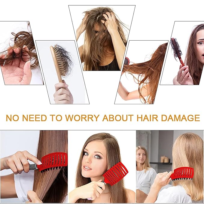 Magical Ultra Detangling Brush for Wet or Dry Hair, Detangler Brush, Fast Drying Styling Massage Hairbrush for Men, Women and Kids (Black+Gold)