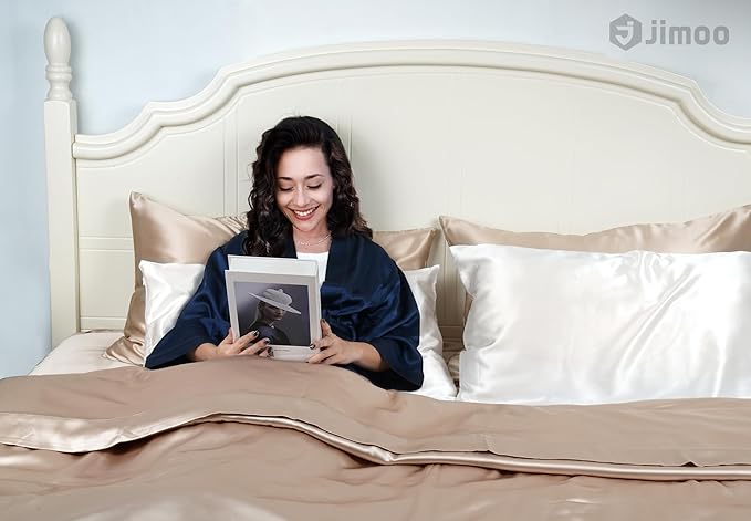 100% Mulberry Silk Pillowcase for Hair and Skin, 22 Momme Pure Natural Silk Pillow Case Both Sided with Zipper, Pillow Cover for Women Mom Men (Ivory White, King 20''×36'', 1 Pack)