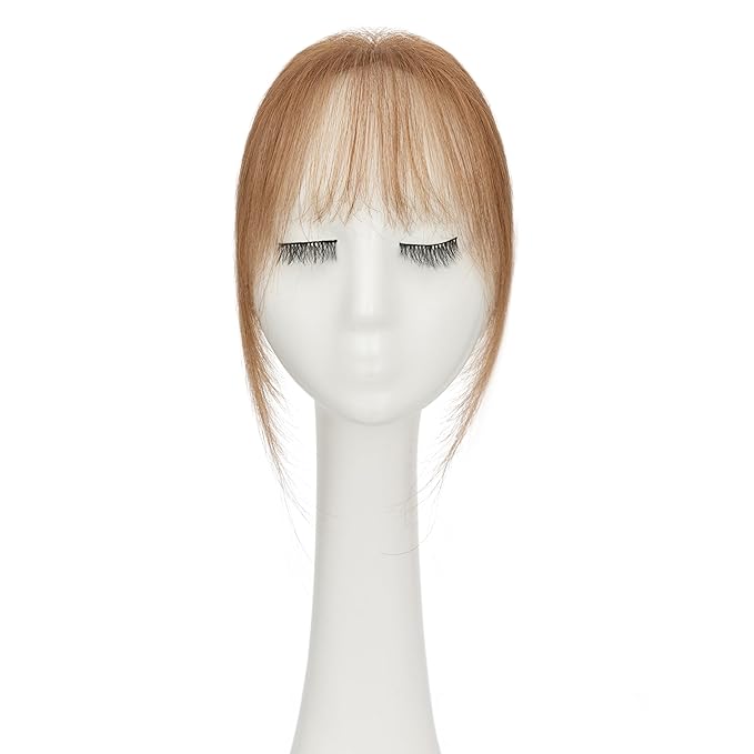 Benehair Clip on Bangs Human Hair, Front Hair Extensions for Women Hair Pieces with Temples for Daily Wear (Light Brown)