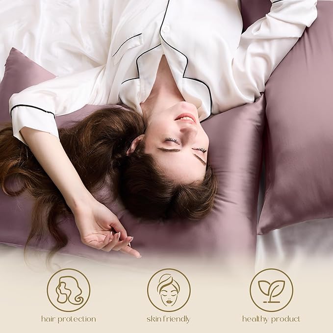 ZIMASILK 100% Pure Mulberry Silk Pillowcase for Hair and Skin Health,Soft and Smooth,Both Sides Premium Grade 6A Silk,600 Thread Count,with Hidden Zipper,1pc (Queen 20''x30'',Dark Mauve)