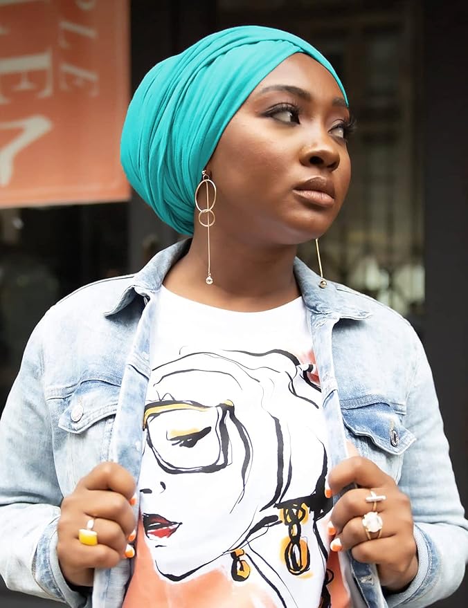 Harewom Head Wraps for Black Women Stretch Head Scarf Long African Hair Wraps Turban Headwraps Jersey Headbands