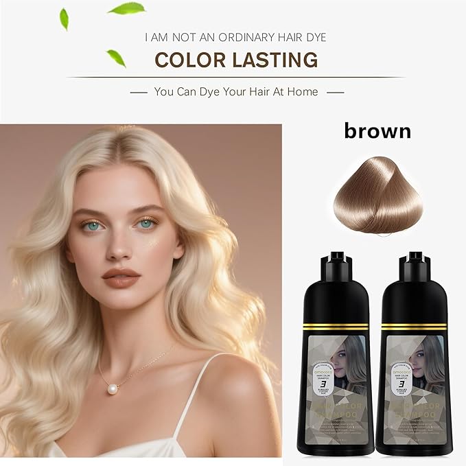 Hair Dye Shampoo, 3 in 1 Gray Hair Coverage, One-Step Wash-In Hair Dye, Shampoos for Color Treated Hair, Semi Permanent Hair Color Shampoo for Women & Men, 13.6 fl. oz, (Subdued Coffee Hue)