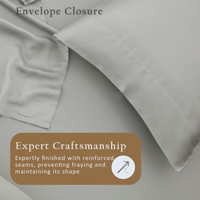 TOSMO Luxury Pillow Case Set of 2 - Cooling Viscose Derived from Bamboo, Oeko-TEX, Breathabl Silky Soft Pillow Cases with Envelope Closure (King / 20x40, Sliver)