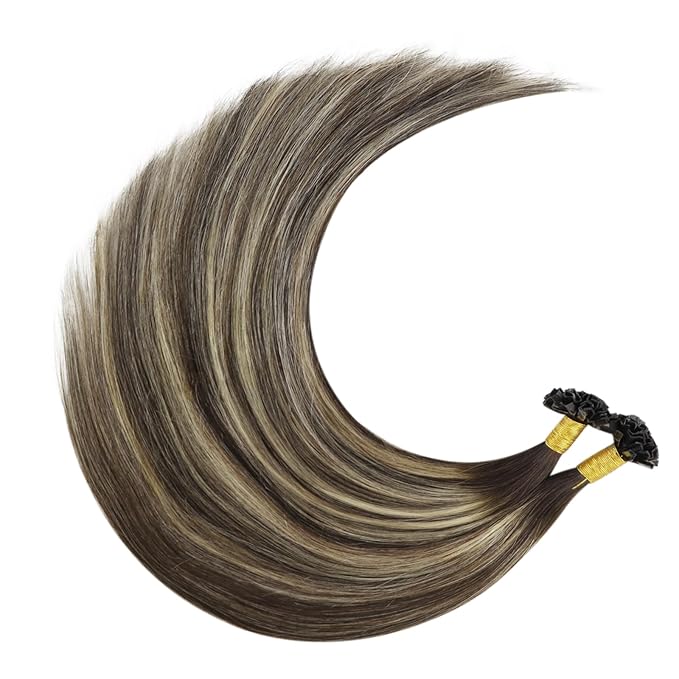 YoungSee Ombre Ktip Hair Extensions Balayage Brown Ombre Blonde K Tip Extensions Ombre 18In 50s/50g Silky Straight