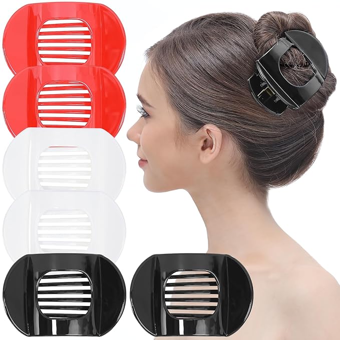 RC ROCHE 6 Pcs Flat Claw Hair Clips for Women Thick Hair French Round Duckbill Square Secure Strong Hold Grip Clamps Barrettes Curved No Slip No Crease Styling Cute Jumbo XL, Large Holiday Special