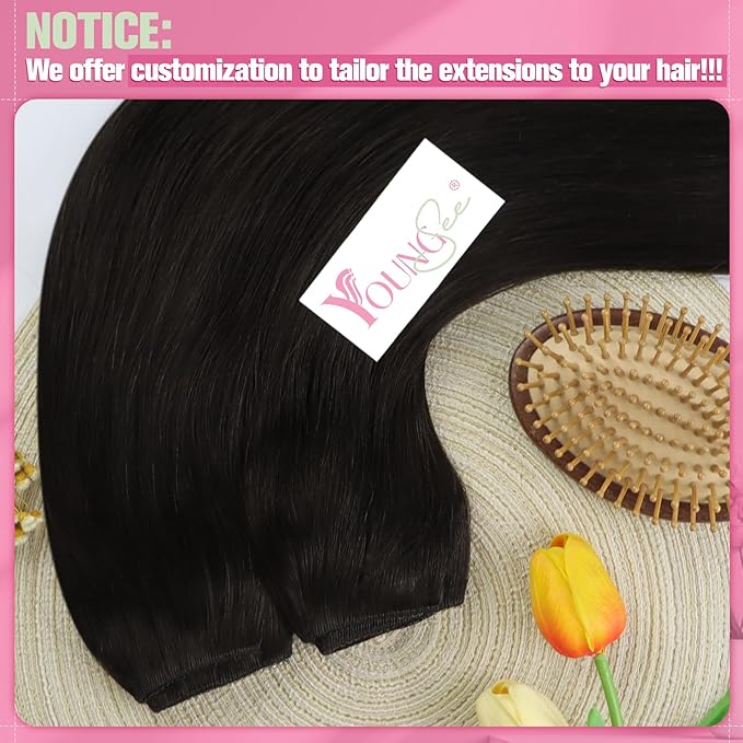 YoungSee 120G Wire Hair Extensions Human Hair Dark Brown Invisible Wire Human Hair Extensions for Women Darkest Brown One Piece Hair Extensions 18Inch