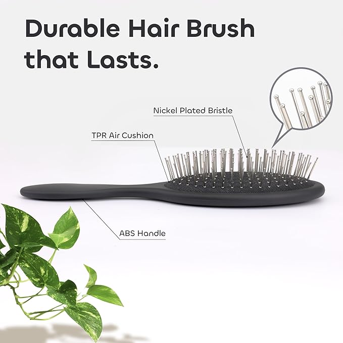 WeiLa Anti-Static Hair Brush Oval, Stainless-Steel Bristles Detangler for Wigs & Hair, ABS Handle (Lemon, Regular)