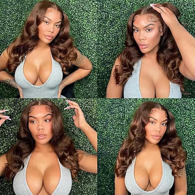 26 28 30 Inch Chocolate Brown Body Wave Bundles Color 4 Human Hair Bundle Niegmeag Brazilian Virgin Remy Hair Extensions Double Weft Soft and Silky Color 4 Body Wave Bundle 300g