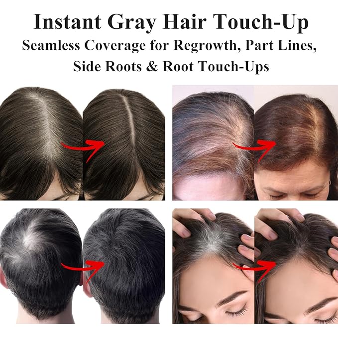 VOLLUCK Root Touch up Powder, Long-lasting Gray Hair Cover up Powder for All Hair Types, Waterproof for Women and Men (Light-Brown, 0.42 0unce)