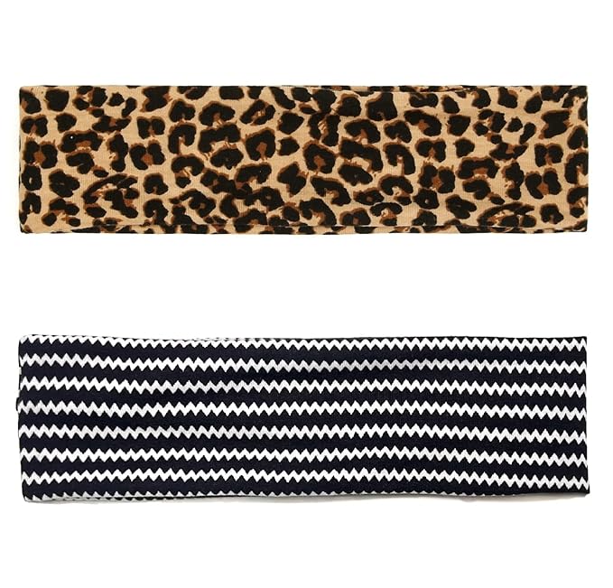 TERSE Cheetah Headbands for Women Short Hair Non Slip Elastic Sweat Hairbands Leopard Print Soft Fabric Hair Bands