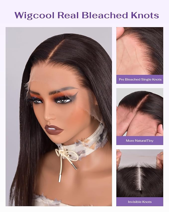 SKINLIKE Real HD Lace Wig 13x6 Full Frontal HD Lace Front Wigs Human Hair Pre Plucked Bleached Knots 180% Density 0.10mm Ultra-thin Invisible Lace Straight Human Hair Wigs For Women 26 Inch