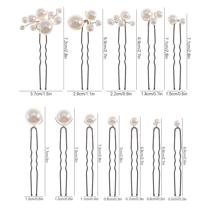 12 Pieces Bridal Hair Accessories Pearl Wedding Hair Pins Handmade Bridal Hair Pins for Wedding Brides Women Girls