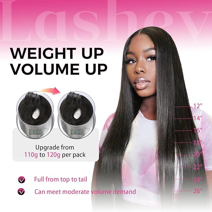 Lashey Seamless Clip in Hair Extensions Human Hair 120g 7pcs Body Wave 20 Inch Natural Black Thick Remy Human Clip in Hair Extensions with Full End