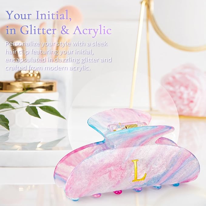 Birthday Gifts for Teens Girls - Initial Letter Hair Clips | Personalized Gift | Personalized Hair Claws | Birthday Gifts for Women | Christmas Gift for Teen Girl Stocking Stuffers - Lavender,L