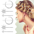 6 PCS Moon Star Hair Clips, Silver Hair Accessories, Vintage Hairs Clips, Silver HairPins, Star Hairs Clip Set for Women