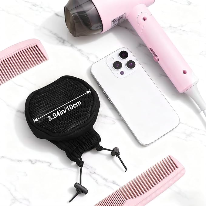 Hair Dryer Diffuser Sock, Heat Protection Cap, Fits Most Standard Blow Dryers, Portable Foldable Attachment for Curly Wavy Hair, Foldable Travel Diffuser Sock with Elastic Band