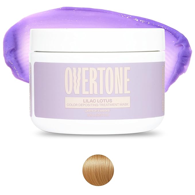 Overtone Semi Permanent Hair Color Conditioner, Lilac Lotus, 8 oz, Nourishing, Damage-Free, Color Depositing Mask for All Hair Types with Shea Butter & Coconut Oil, Vegan & Cruelty-Free