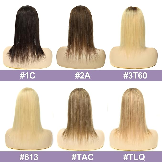 Hair Toppers for Women Real Human Hair, 3x5 Inch Injected Silk Base No Bangs 14 Inch Length 130% Density Hairpieces #1C Natural Black (Subtle Red Undertones in Sunlight)